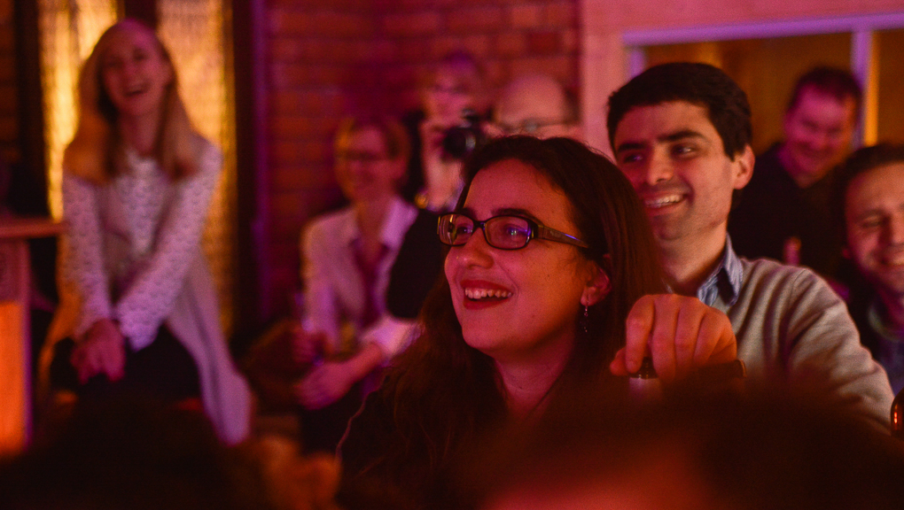 Ana Ribeiro and LeipGlo partner Daniel Leon sitting in the audience of the Intercultural Bloggers Cafe as part of the Buchmesse's Leipzig Liest. Photo © 2016 by Stefan Hopf