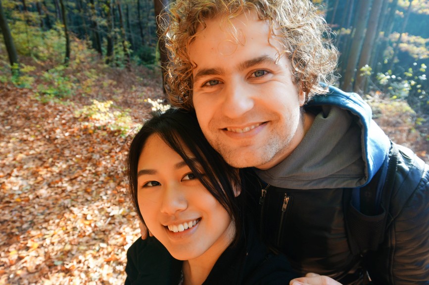 Eva and Wolfram fell in love during her exchange and backpacking in Europe. Photo courtesy of Eva Lee.