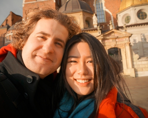 Eva and Wolfram fell in love during her exchange and backpacking in Europe. Photo courtesy of Eva Lee.