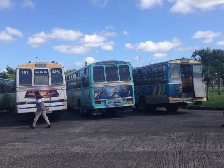 Part of the fleets of colorful and creative buses of Mauritius. (Photo: Ana Ribeiro)