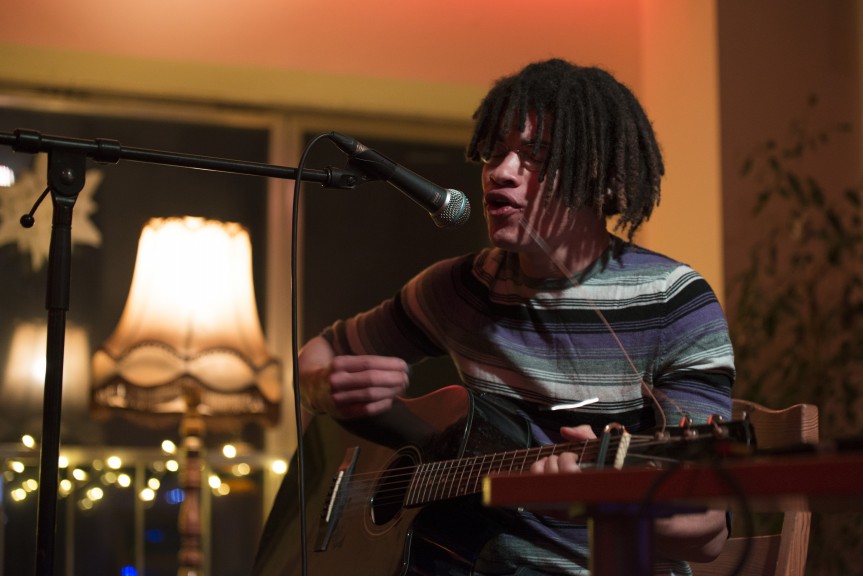 Adam Carrington at our first Cocktail Open Mic, Baileo, 2 February 2018. (Photo: Kate Hiller)