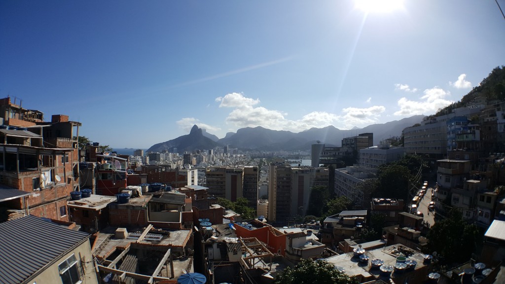 Favelas and natural beauty in Rio de Janeiro, Brazil.