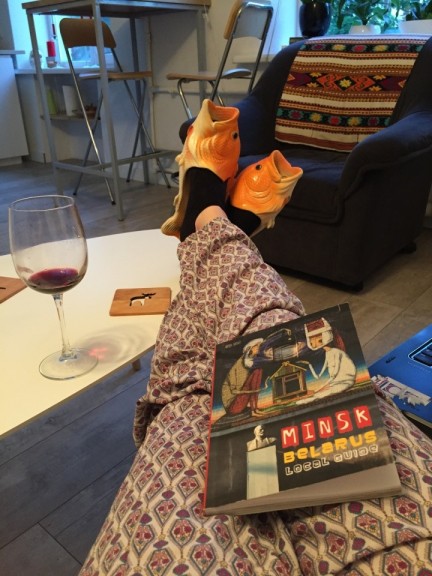 Hope you like my complementary goldfish slippers as much as I did. Ultimate chill. (Photo: Holly Doran)