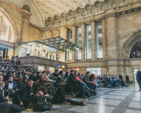 DOK Leipzig 2018: Scores of people crowded into Hbf Osthalle on Oct 29, 2018, to watch "Meeting Gorbachev," including the director Werner Herzog himself. (Photo: Justina Smile Photography)