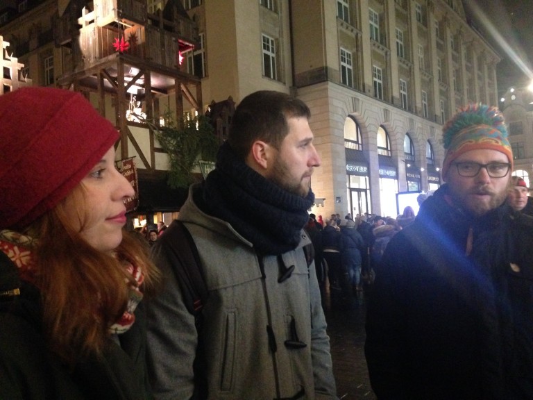 From left: Anne Dietrich, Matej Eber and Krischan Bockhorst of the Leipzig Free Walking Tour. (Photo: Ana Ribeiro)