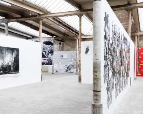 Vernissage of Die Macht Der Vervielfältigung at WERKSCHAU, where Bolsonaro's silhouette is almost palpable. Photo © Walther Le Kon