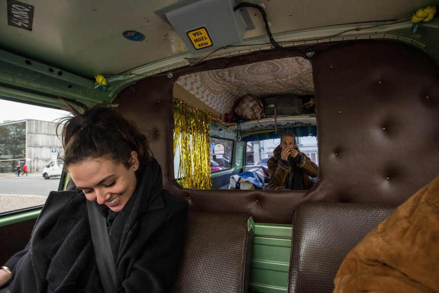 Laura in the van