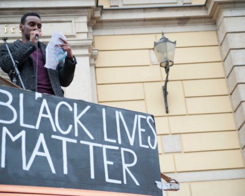 Antar Keith at Black Lives Matter protest, Leipzig, 7 June 2020. Photo: Yuval Gal Cohen
