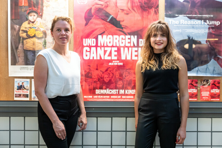 Director Julia von Heinz and star Mala Emde of the opening film Und Morgen die Ganze Welt at Filmkunstmesse 2020
