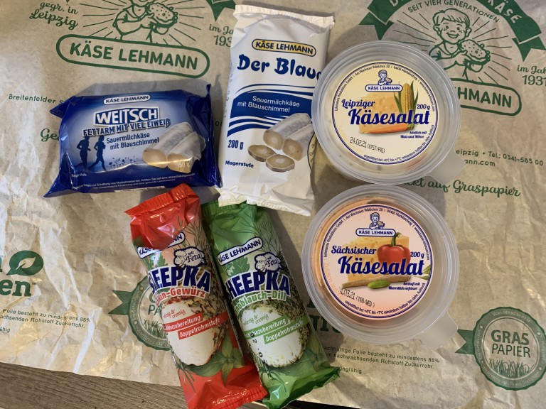 Käse Lehmann products; Der Blaue, Leipziger Käsesalat, Sächsicher Käsesalat, Sheepka, Sauermilchkäse