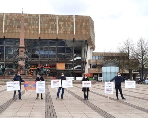 Armenian POW protest on Augustusplatz in Leipzig