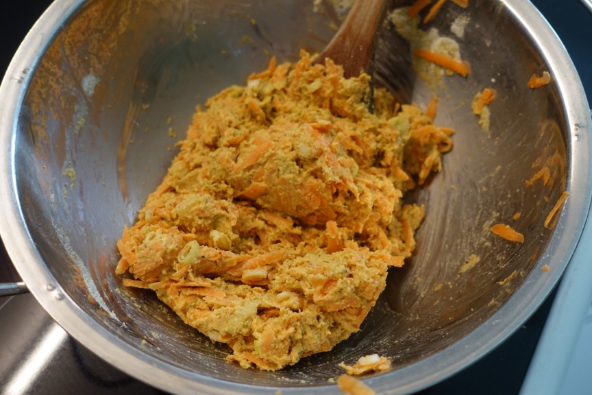 Carrot and chickpea flour fritter batter
