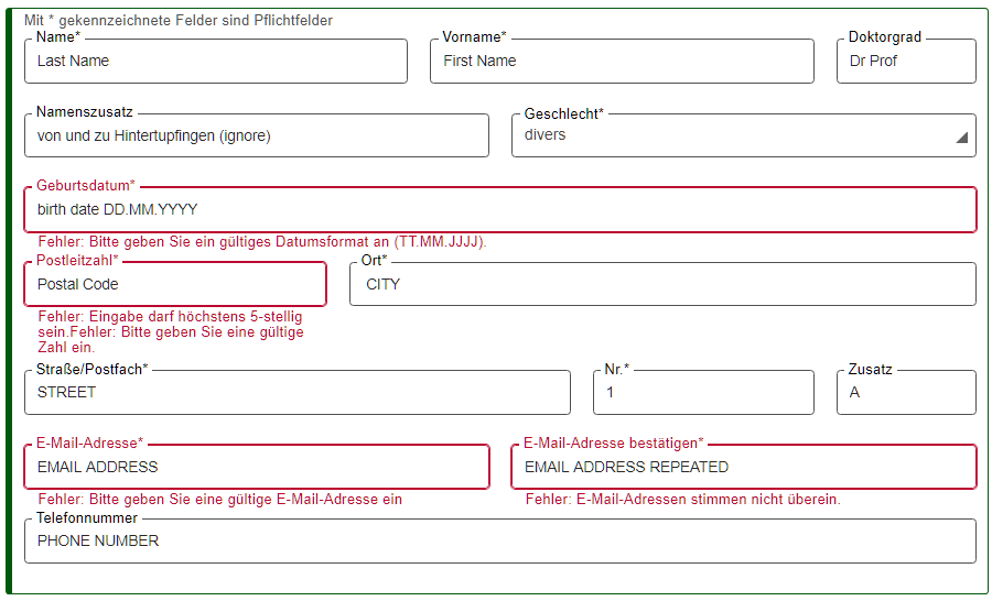 signup form