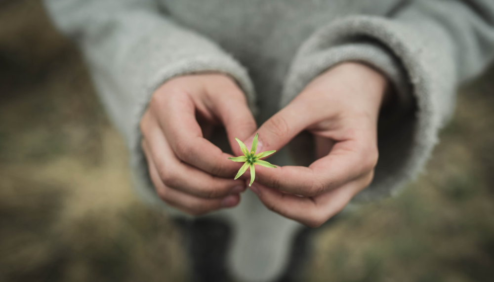 Woman holding flower