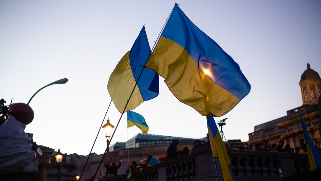 Ukrainian flags