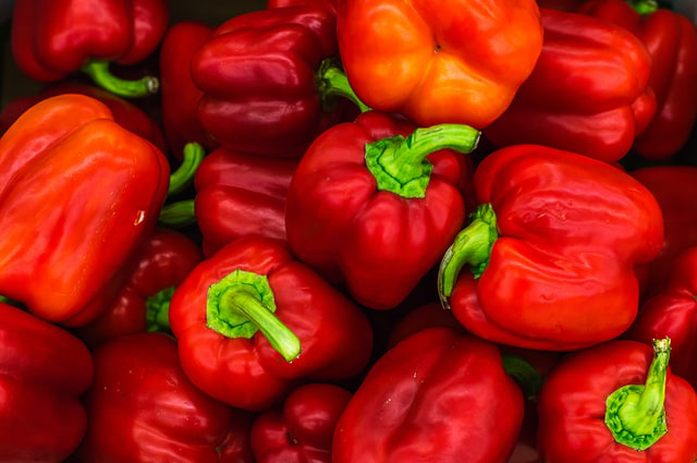 Close up of red bell peppers