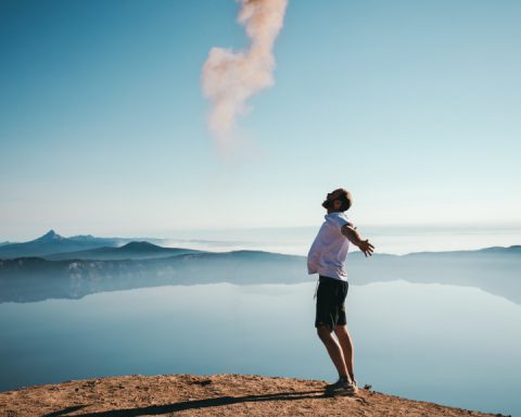 Man standing on cliff