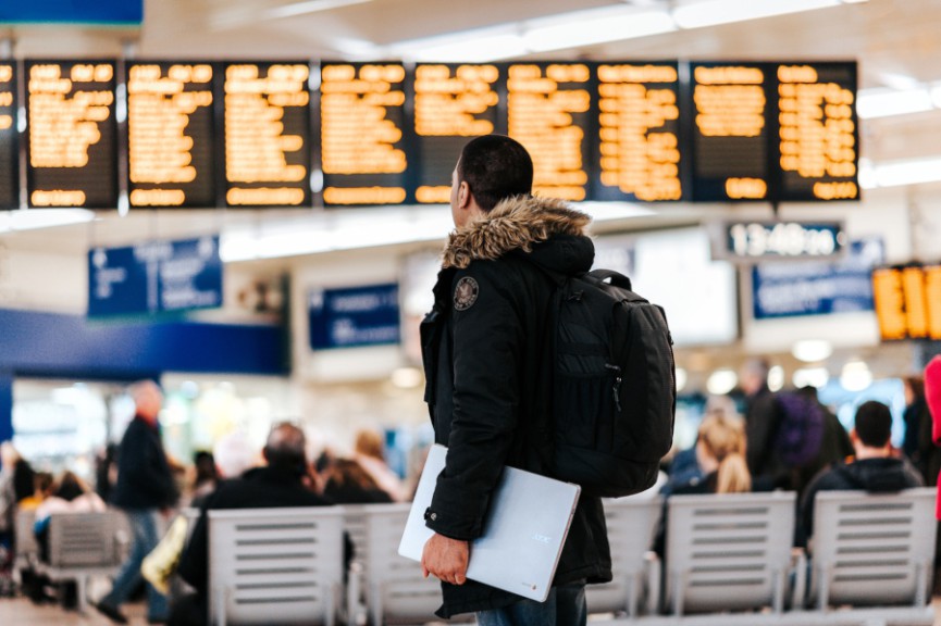 Young Asian man in airport