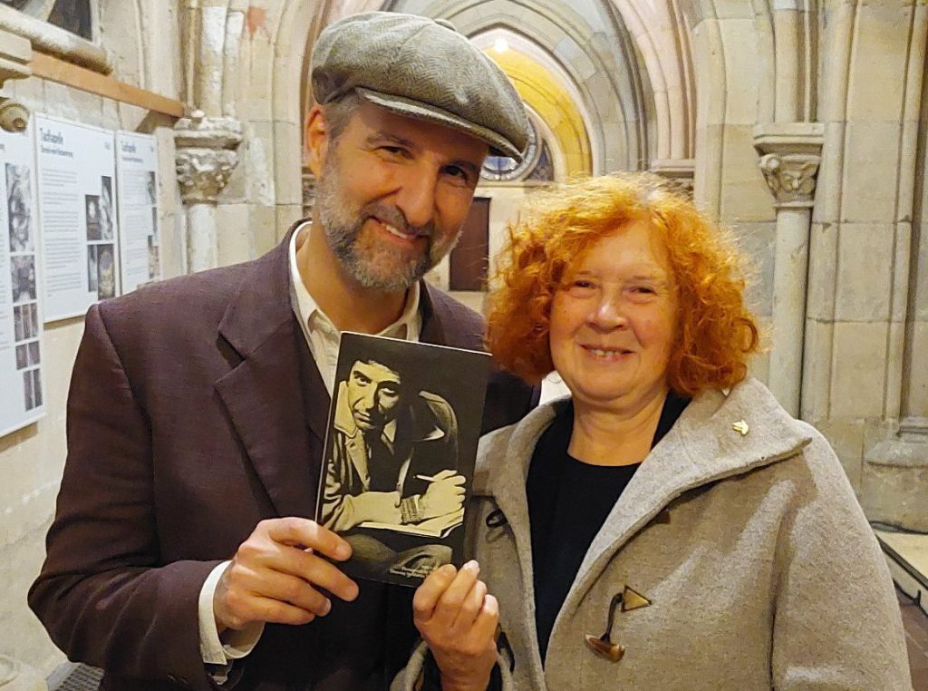 Rolf Ableiter (Field Commander C) and Jane Whyatt (for LeipGlo) stand inside Peterskirche after their interview on November 8th, 2024. Photo: Ana Ribeiro