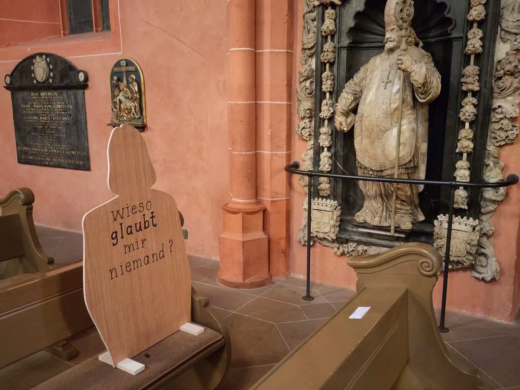 Catholic Church's "mitten unter uns" exhibition at Frankfurter Dom, November 2024. Photo: Jane Whyatt