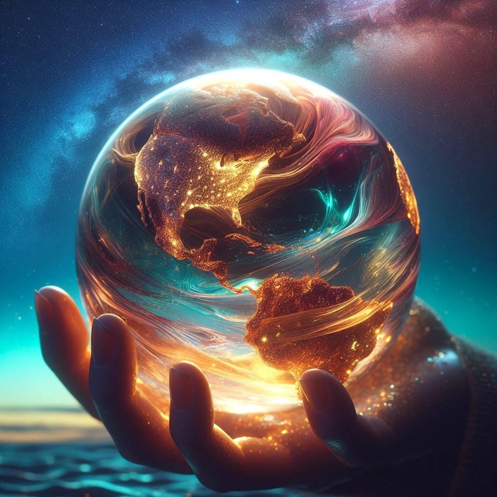 Image of world on palm of hand